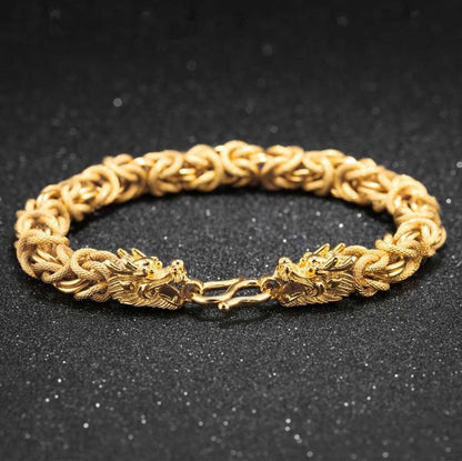 Double-Headed Golden Dragon Bracelet - Success & Fortune