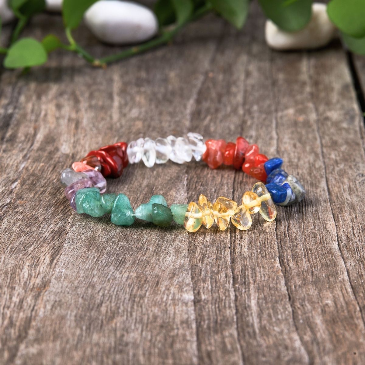 7 Chakra Raw Crystal Bracelet