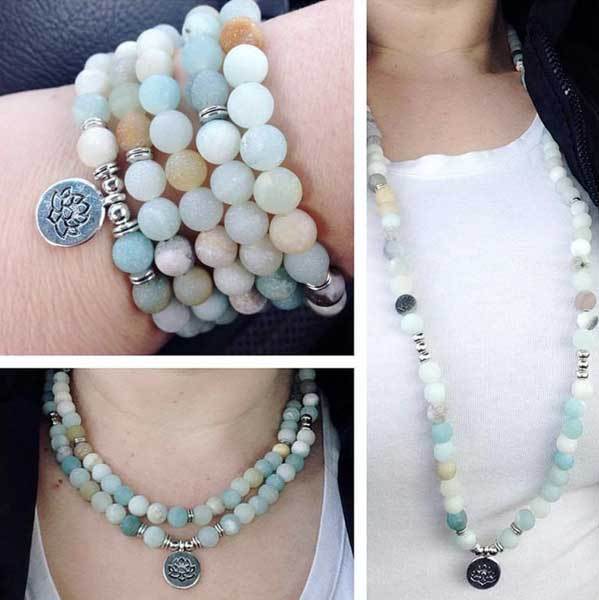 Amazonite 108 Mala Beads - Tibetan Prayer Beads