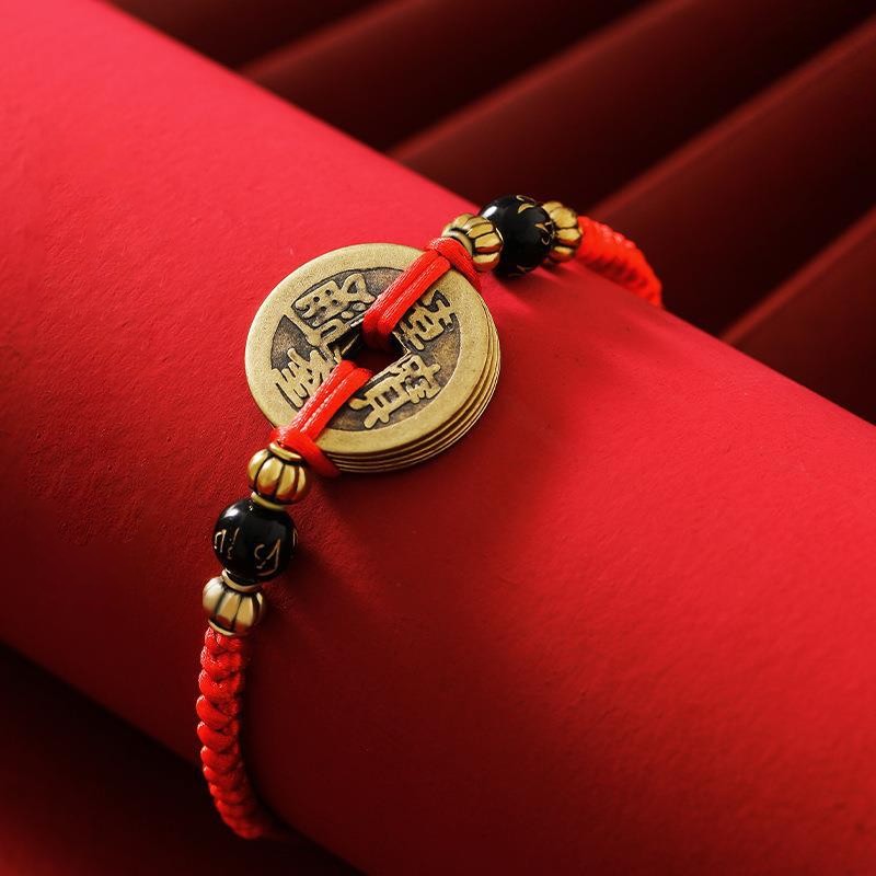 Chinese Lucky Coins Bracelet - Five Emperor Coins Feng Shui