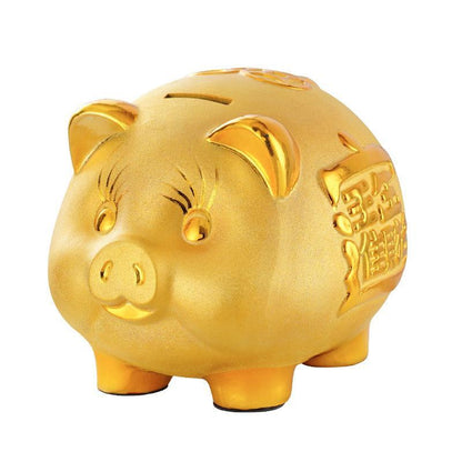 Gold Chinese Piggy Bank - Ceramic