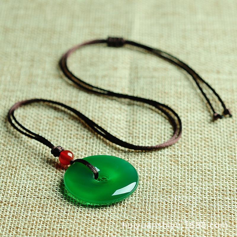 Green Jade Disk Necklace - Attract Positivity & Harmony