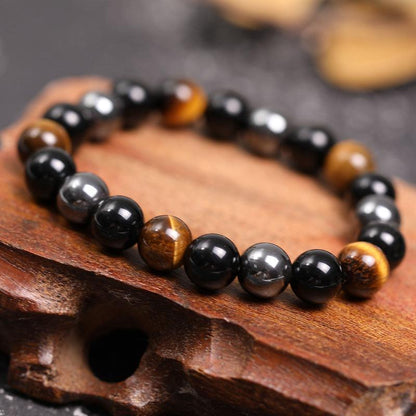 Triple Protection Bracelet - Tiger’s Eye, Obsidian, Hematite