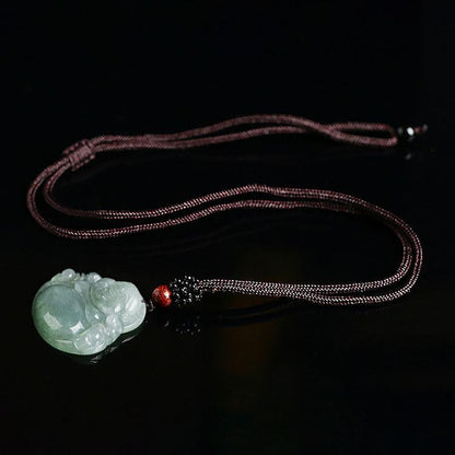 Jade Laughing Buddha Necklace - Promote Happiness & Good Luck