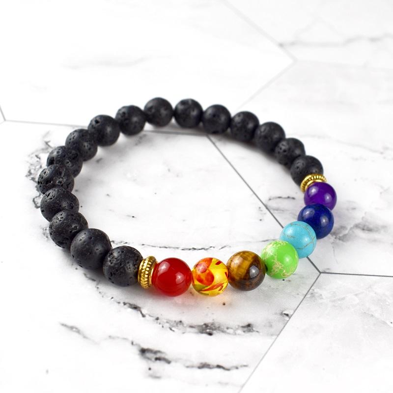 7 Chakra Lava Stone Bracelet - Essential Oil Diffuser