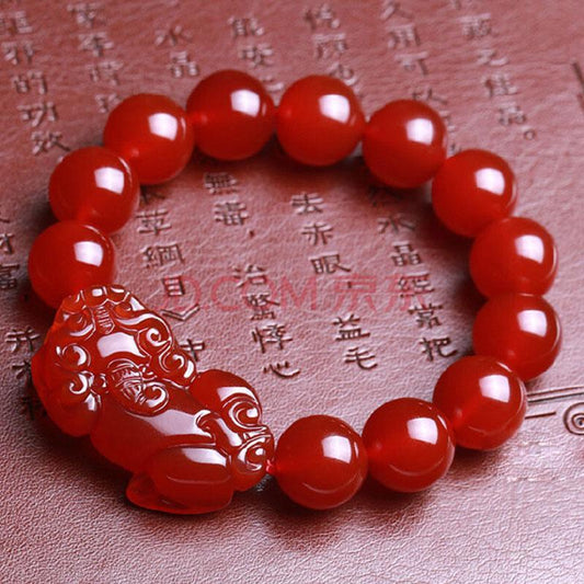 Red Agate Pixiu Bracelet - Preserve Wealth