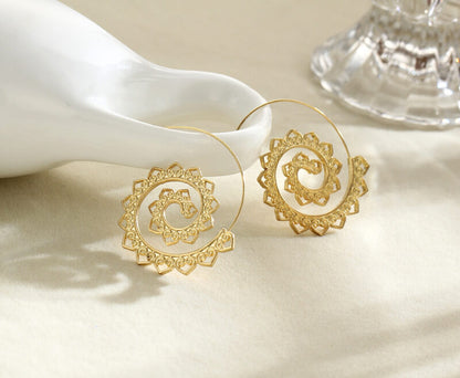 Spiral Hippie Hoops - Large Statement Earrings