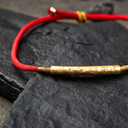 Tibetan Red String Bracelet - Buddhist Lucky Charm