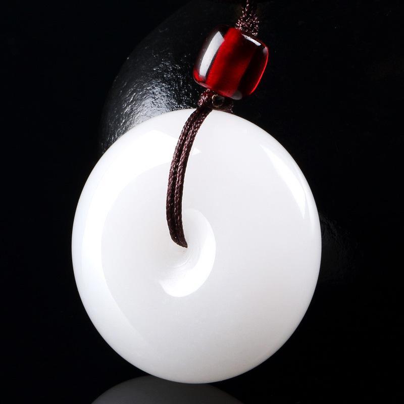 White Jade Disk Necklace - For Purity & Good Things